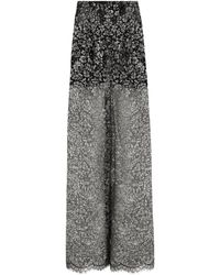 Dolce & Gabbana - Lamé Lace Wide-Leg Trousers - Lyst