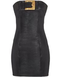 Balmain - Lambskin Belt-Detail Mini Dress - Lyst