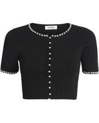 Sandro - Cropped Beaded Cardigan - Lyst