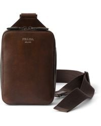 Prada - Leather Brique Cross-Body Bag - Lyst