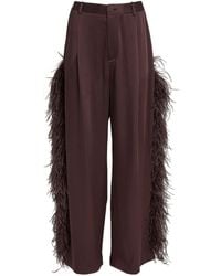 LAPOINTE - Satin Feather-trimmed Trousers - Lyst