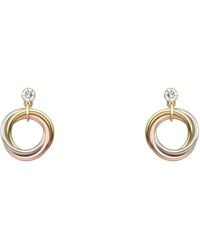 Cartier - Mini, Rose And Diamond Trinity Earrings - Lyst