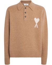 Ami Paris - Alpaca-Blend Ami De Coeur Polo Sweater - Lyst