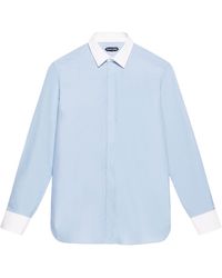 Tom Ford - Cotton Contrast-Trim Shirt - Lyst