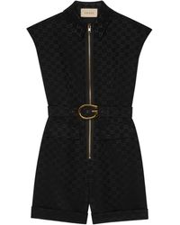 Gucci - Faille Jumpsuit With G Buckle Belt - Lyst