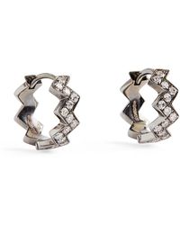Eva Fehren - Blackened And Diamond Ziggy Hoop Earrings - Lyst