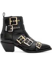 AllSaints - Leather Buckle-Detail Jane Boots 43 - Lyst