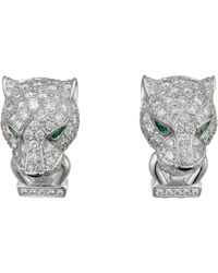 Cartier - Diamond, Emerald And Onyx Panthère De Earrings - Lyst