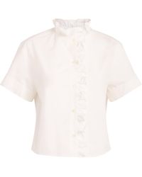 Claudie Pierlot - Cotton Poplin Ruffle Blouse - Lyst