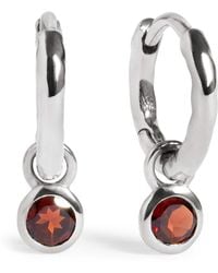 Monica Vinader - Sterling And Garnet January Birthstone Huggie Earrings - Lyst