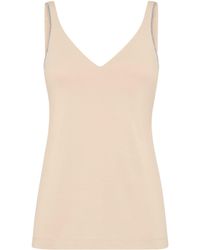 Brunello Cucinelli - Cotton-Blend Monili V-Neck Tank Top - Lyst