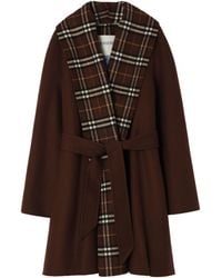 Burberry - Wool Check-Trim Wrap Coat - Lyst
