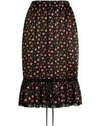 Dolce & Gabbana - Silk-Cotton-Blend Floral Midi Skirt - Lyst