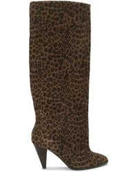 Kurt Geiger - Suede Leopard Print Lambeth Knee-High Boots - Lyst