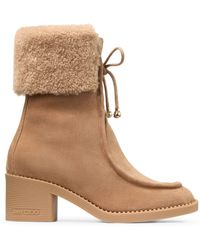 Jimmy Choo - Hali 60 Suede Shearling Boots - Lyst