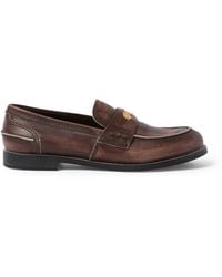 Miu Miu - Leather Distressed Penny Loafers - Lyst