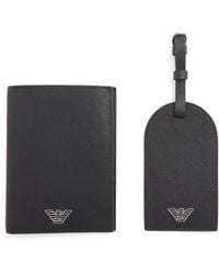 Emporio Armani - Leather Passport Holder And Tag Set - Lyst