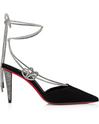 Christian Louboutin - Astrid Suede Strass Sandals 85 - Lyst