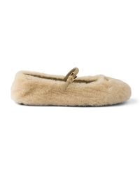 Prada - Shearling Ballet Flats - Lyst