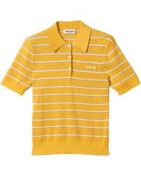 Miu Miu - Cotton Stripe Polo Shirt - Lyst