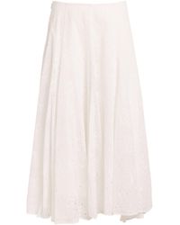 Tory Burch - Cotton Eyelet Midi Skirt - Lyst