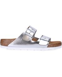 Birkenstock - Leather Metallic Arizona Sandals - Lyst