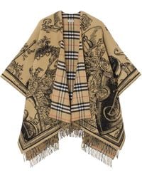 Burberry - Wool Reversible Check Ekd Cape - Lyst