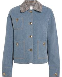 Sandro - Denim Check-Trim Jacket - Lyst