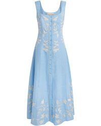 Lug Von Siga - Linen Embroidered Mila Midi Dress - Lyst