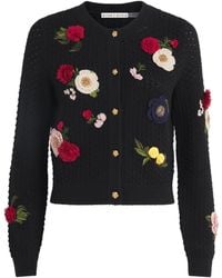 Alice + Olivia - Wool Floral-Appliqué Carolee Cardigan - Lyst