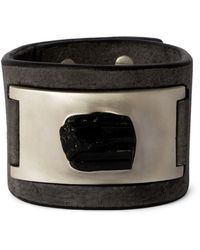 Parts Of 4 - Leather, Acid Treated Silver-plated Brass And Schorl Amulet Cuff - Lyst
