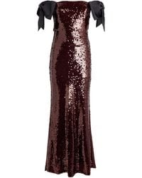 Self-Portrait - Sequin Off-The-Shoulder Maxi Dress - Lyst