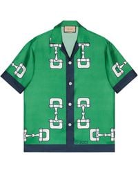 Gucci - Silk Horsebit Print Shirt - Lyst