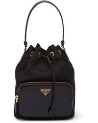 Prada - Re-nylon And Brushed Leather Duet Bucket Bag - Lyst