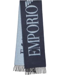 Emporio Armani - Wool-Blend Jacquard Logo Scarf - Lyst