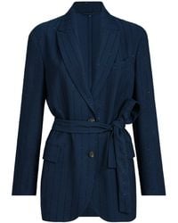 Brunello Cucinelli - Chalk Stripe Belted Blazer - Lyst