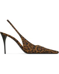 Saint Laurent - Leopard Print Babylone Slingback Pumps 90 - Lyst