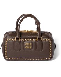 Miu Miu - Leather Studded Arcadie Top-Handle Bag - Lyst