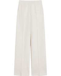 Max Mara - Wool Piqué Wide-Leg Trousers - Lyst