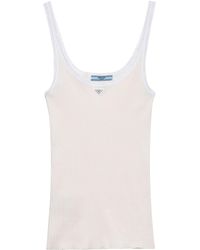 Prada - Cotton Ribbed Logo Tank Top - Lyst