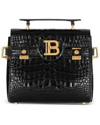 Balmain - Croc-Embossed Leather B-Buzz 23 Shoulder Bag - Lyst