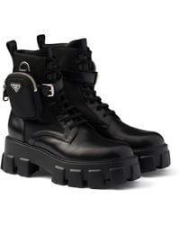 Prada - Leather Monolith Boots With Pouch 55 - Lyst