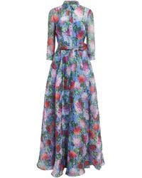 Carolina Herrera - Silk Floral Maxi Shirt Dress - Lyst
