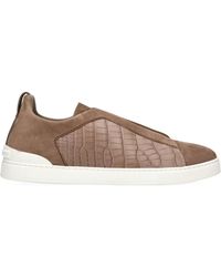 ZEGNA - Crocodile Leather Triple Stitch Secondskin Sneakers - Lyst