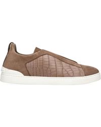 ZEGNA - Crocodile Leather Triple Stitch Sneakers - Lyst