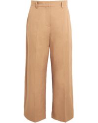 Weekend by Maxmara - Cotton-Linen Cropped Wide-Leg Trousers - Lyst
