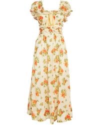 Doen - Orangerie Floral Print Clarinet Midi Dress - Lyst