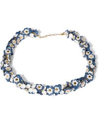 Miu Miu - Leather-Enamel Flower Necklace - Lyst