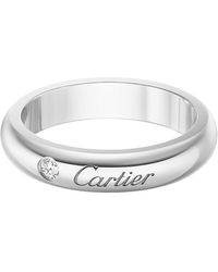 Cartier - Platinum And Diamond C De Wedding Band - Lyst