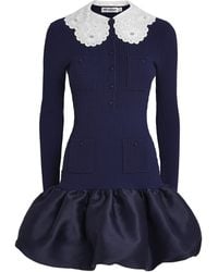 Self-Portrait - Knitted Taffeta-Skirt Mini Dress - Lyst